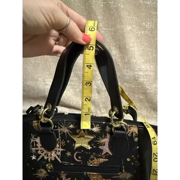 Betsey Johnson Black and Gold Starry Satchel - Picture 12 of 14